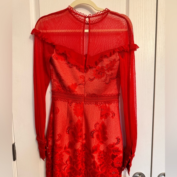 Three Floor Couture Red Dress - Picture 2 of 11